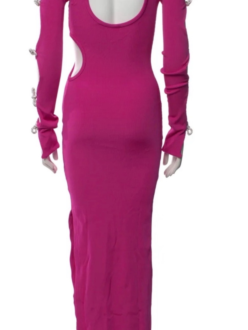 Mach and Mach Fuchsia Cutout Long Sleeve Bodycon Dress